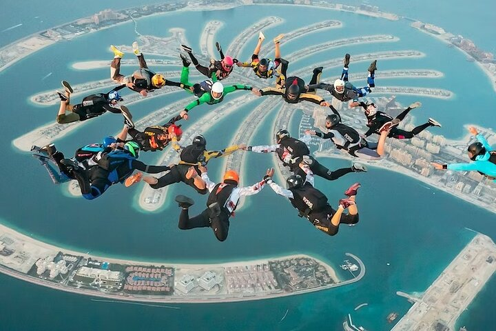 Experience the rush of free-fall from 13000 feet above Dubai's stunning skyline and iconic landmarks captured with every exhilarating moment in breathtaking photos and videos.
